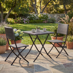 Garden Vida Capri 2 Seater Rattan Bistro Set, Grey - thumbnail 1