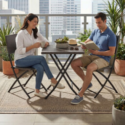 Garden Vida Capri 2 Seater Rattan Bistro Set, Grey - thumbnail 3
