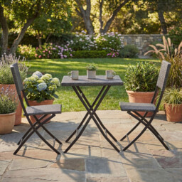 Garden Vida Capri 2 Seater Rattan Bistro Set, Grey - thumbnail 4