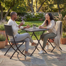 Garden Vida Capri 2 Seater Rattan Bistro Set, Grey - thumbnail 5