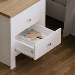 Vida Designs Bedside Table Arlington 2 Drawers White/Oak Effect - thumbnail 3