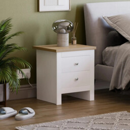 Vida Designs Bedside Table Arlington 2 Drawers White/Oak Effect - thumbnail 1
