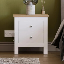 Vida Designs Bedside Table Arlington 2 Drawers White/Oak Effect - thumbnail 7