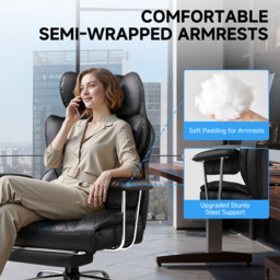 GTPLAYER Gaming Chair, Executive Office Desk Chair with Footrest Ergonomic Heavy Duty High Back Lumbar Support Home Recliner Swivel Computer Chairs, Black - thumbnail 4