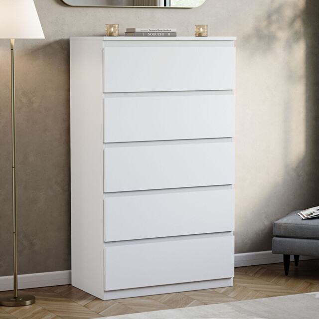 Vida Designs Drawer Chest Denver 5 Drawers White - image 1
