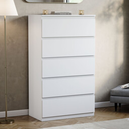 Vida Designs Drawer Chest Denver 5 Drawers White - thumbnail 1
