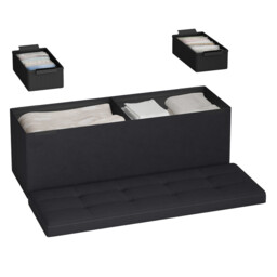 Ochama Ink Black Long Foldable Storage Ottoman – 38 x 110 x 38 cm, Foot Rest & Cube-Style Storage, Supports 300 kg – Ideal for Living Room, Bedroom, or Entryway - thumbnail 4