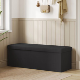 JOYFURNOS Ink Black Long Foldable Storage Ottoman – 38 x 110 x 38 cm, Foot Rest & Cube-Style Storage, Supports 300 kg – Ideal for Living Room, Bedroom, or Entryway - thumbnail 7