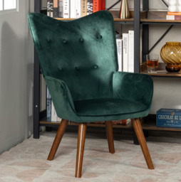 Urban Meuble ARMCHAIR Velvet Green with Wooden Legs & Comfortable - thumbnail 4