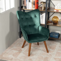 Urban Meuble ARMCHAIR Velvet Green with Wooden Legs & Comfortable - thumbnail 3