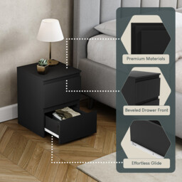Vida Designs Bedside Table Denver 2 Drawers Black - thumbnail 3