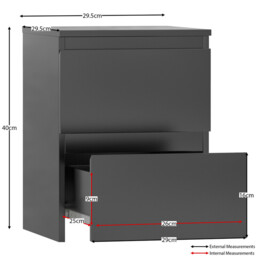 Vida Designs Bedside Table Denver 2 Drawers Black - thumbnail 5