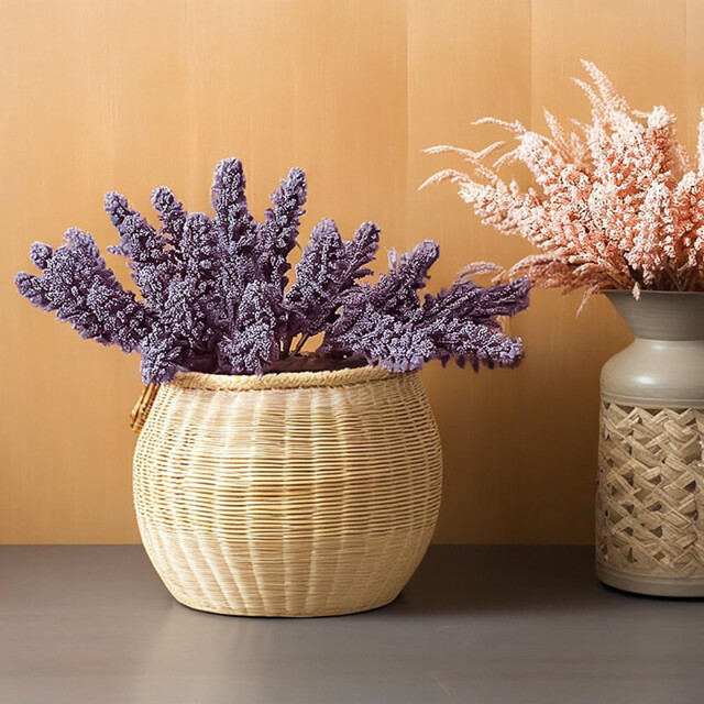 12Pcs 12.6in/32cm Artificial Fake Flowers, Wheat Fake Flowers Outdoor Artificial Ear of Wheat for Home Window DIY Garden Planter Wedding Farmhouse Indoor Outside Decorations(purple) - image 1