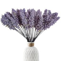 12Pcs 12.6in/32cm Artificial Fake Flowers, Wheat Fake Flowers Outdoor Artificial Ear of Wheat for Home Window DIY Garden Planter Wedding Farmhouse Indoor Outside Decorations(purple) - thumbnail 4