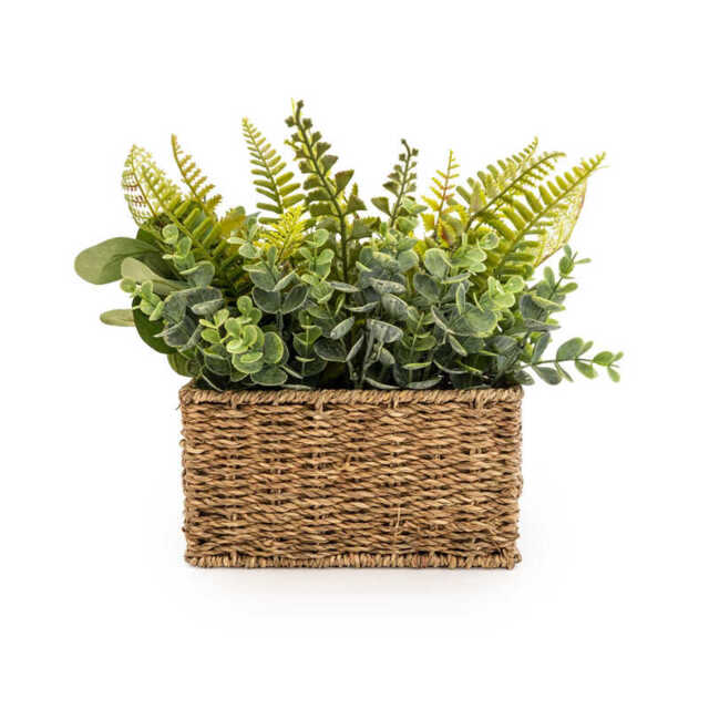 Candlelight Artificial Ferns in Woven Basket 30cm - image 1