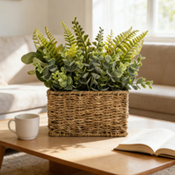 Candlelight Artificial Ferns in Woven Basket 30cm - thumbnail 2
