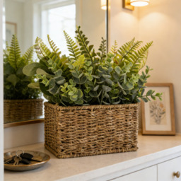Candlelight Artificial Ferns in Woven Basket 30cm - thumbnail 3