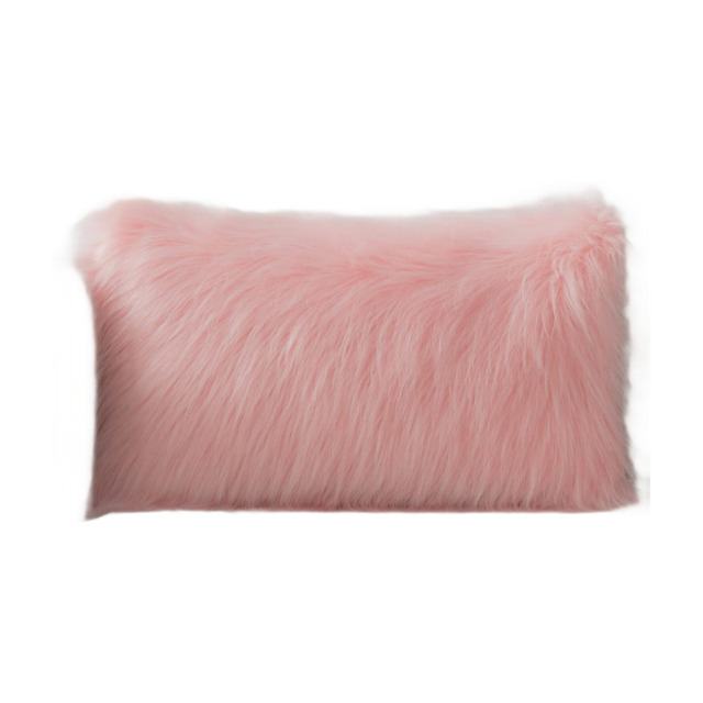 Phantoscope Faux Fur Solid Decorative Pillow Cover Fluffy Throw Pillow Mongolian Luxury Fuzzy Pillow Case Cushion Cover for Bedroom and Couch, Pink 18 x 18 Inches - image 1