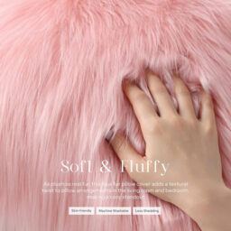 Phantoscope Faux Fur Solid Decorative Pillow Cover Fluffy Throw Pillow Mongolian Luxury Fuzzy Pillow Case Cushion Cover for Bedroom and Couch, Pink 18 x 18 Inches - thumbnail 6