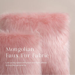 Phantoscope Faux Fur Solid Decorative Pillow Cover Fluffy Throw Pillow Mongolian Luxury Fuzzy Pillow Case Cushion Cover for Bedroom and Couch, Pink 18 x 18 Inches - thumbnail 3