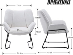 chairus Armchair for Living Room Upholstered Tub Chair Single Occasional Accent Chair with Metal Legs - thumbnail 6
