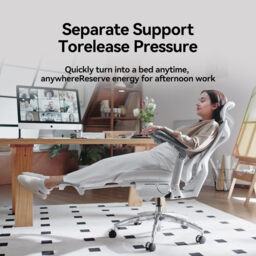 SIHOO Doro C300 Pro Ergonomic Office Chair with Ultra-Soft 6D Armrests, Dynamic Lumbar Support, Seat Depth Adjustment and Adjustable Backrest Desk Chair for Home Office with Pedal (White) - thumbnail 3
