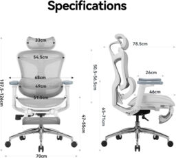 SIHOO Doro C300 Pro Ergonomic Office Chair with Ultra-Soft 6D Armrests, Dynamic Lumbar Support, Seat Depth Adjustment and Adjustable Backrest Desk Chair for Home Office with Pedal (White) - thumbnail 2