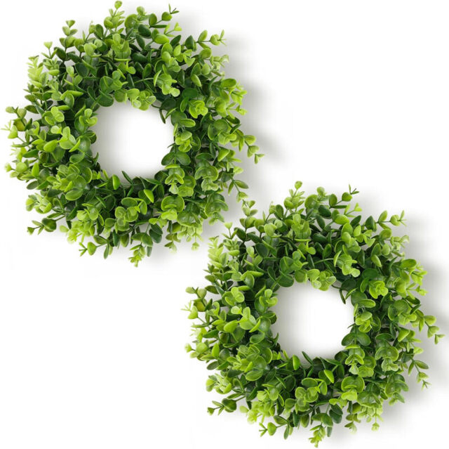 11 Inch Artificial Boxwood Small Wreath -2pcs - image 1