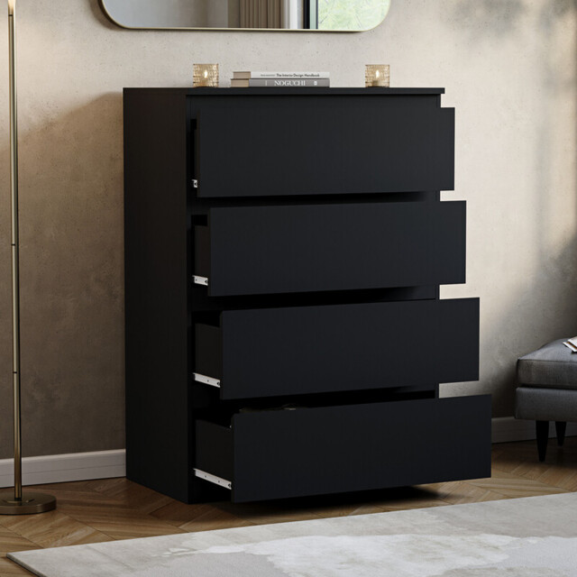 Vida Designs Drawer Chest Denver 4 Drawers Black - image 1
