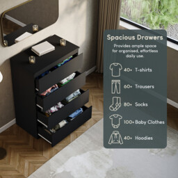 Vida Designs Drawer Chest Denver 4 Drawers Black - thumbnail 6