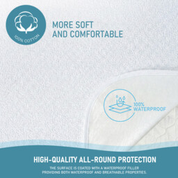 LeBonsoir， 100% Cotton， Waterproof Mattress Protector， Breathable Mattress Topper， Non Slip with 4 Corner Elastics， Stain Protection， Washable， Water Proof，Crinkle-Free Mattress Topper， Breathable， White， 140 x 200cm - thumbnail 7