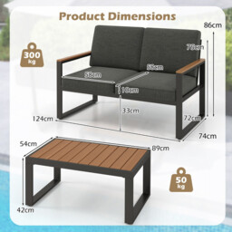 Costway 3-Piece PE Wicker Patio Set with Soft Cushion and Side Table for Balcony-Beige - thumbnail 7