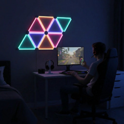 Intelligent WiFi Wandleuchten,6 Stück,Musik-Sync Mehrfarben,über 40 dynamische Szenen,funktioniert mit Alice Alexa und Google Assistant,Home Decor LED-Lichtleiste für Gaming Party Club Bar Home - thumbnail 5
