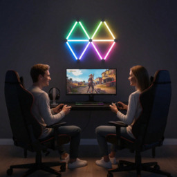Intelligent WiFi Wandleuchten,6 Stück,Musik-Sync Mehrfarben,über 40 dynamische Szenen,funktioniert mit Alice Alexa und Google Assistant,Home Decor LED-Lichtleiste für Gaming Party Club Bar Home - thumbnail 1