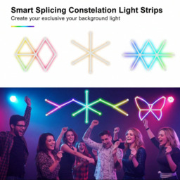 Intelligent WiFi Wandleuchten,6 Stück,Musik-Sync Mehrfarben,über 40 dynamische Szenen,funktioniert mit Alice Alexa und Google Assistant,Home Decor LED-Lichtleiste für Gaming Party Club Bar Home - thumbnail 3