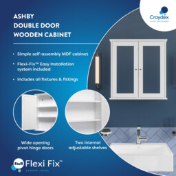 Croydex Bathroom Mirror Cabinet (58x56x13cm) - Ashby White - thumbnail 5