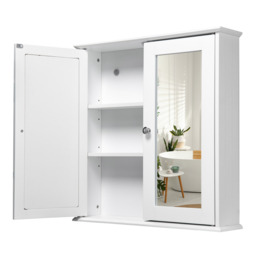 Croydex Bathroom Mirror Cabinet (58x56x13cm) - Ashby White