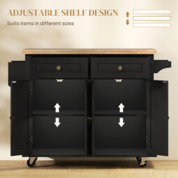 Homcom Kitchen Island Counter Panelled 2 Drawers 4 Doors Black/Natural - thumbnail 5