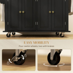 Homcom Kitchen Island Counter Panelled 2 Drawers 4 Doors Black/Natural - thumbnail 6