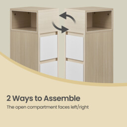 Ochama Set of 2 Narrow Side Tables, Slim End Table with 2 Drawers, 1 Open Compartment, for Living Room, Bedroom, Natural Beige - thumbnail 2