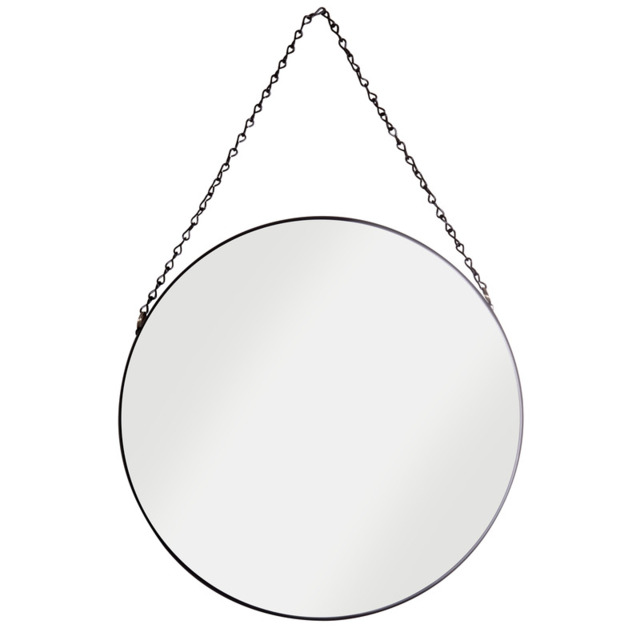 Croydex Mirror Round Chain Hung Black D:38.2cm - image 1