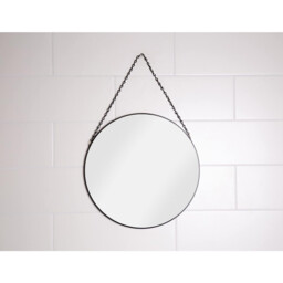 Croydex Mirror Round Chain Hung Black D:38.2cm - thumbnail 2