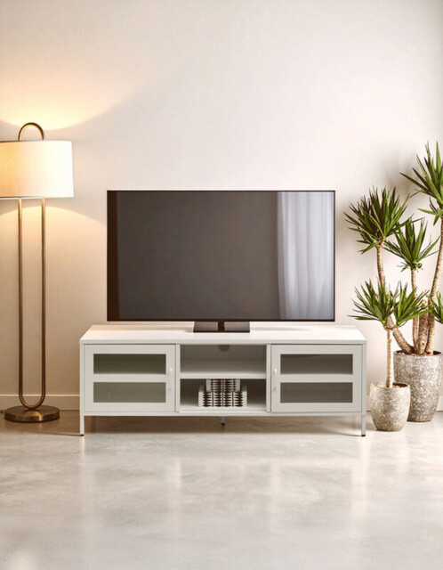 Interiors by Premier TV Unit Acier Metal White L:150cm - image 1
