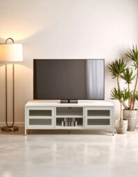 Interiors by Premier TV Unit Acier Metal White L:150cm - thumbnail 1