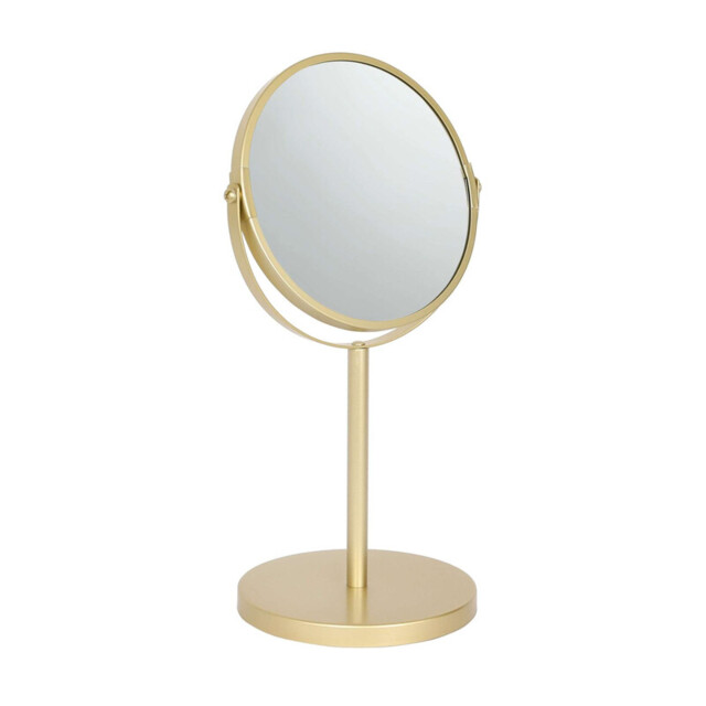 Harbour Housewares Pedestal Mirror - 2x Magnifying - Dual Sided - 18.5 x 34.5cm - Gold - image 1