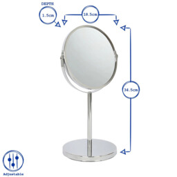Harbour Housewares Pedestal Mirror - 2x Magnifying - Dual Sided - 18.5 x 34.5cm - Gold - thumbnail 3