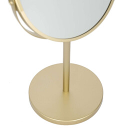 Harbour Housewares Pedestal Mirror - 2x Magnifying - Dual Sided - 18.5 x 34.5cm - Gold - thumbnail 2