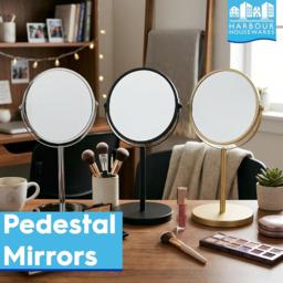 Harbour Housewares Pedestal Mirror - 2x Magnifying - Dual Sided - 18.5 x 34.5cm - Gold - thumbnail 6