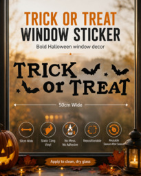 Festive 50Cm Black Trick Or Treat Window Stickers - thumbnail 4