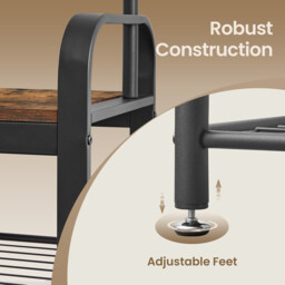 Ochama Coat Rack, Hall Tree with Shoe Bench, Entryway Bench with Coat Rack, 9 Removable Hooks, a Hanging Rod, Brown and Black - thumbnail 2
